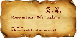 Rosenstein Mátyás névjegykártya